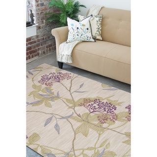 Hand Tufted Ivory 'Kaisatsuko Rug' (5' x 7'6) 5x8   6x9 Rugs