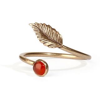 antiqued brass leaf ring by aliquo