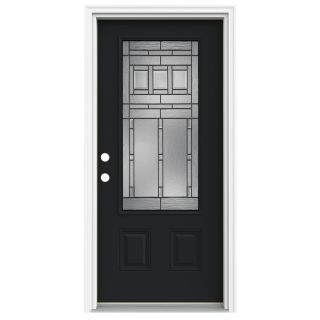 ReliaBilt 3/4 Lite Decorative Peppercorn Inswing Fiberglass Entry Door (Common 80 in x 36 in; Actual 81.75 in x 37 in)