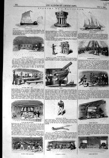 1845 MAN OF WAR SHIP DINING ROOM HAMMOCKS CAPSTAN   Prints
