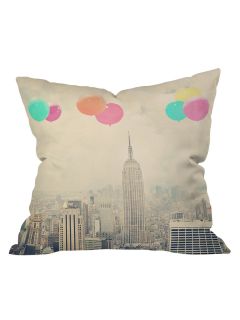 Maybe Sparrow Photography Balloons Over The City Throw Pillow by DENY Designs