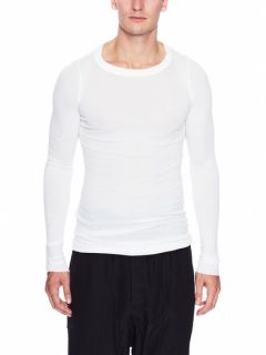 Ribbed Silk Wide Neck Tee by Rick Owens