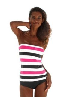 Woman`s noble Push Up Bandeau Tankini Designed by Chiemsee Beautiful Dekollete, two pieces, (VBUSAO 586389  f2839) Color White Pink Striped, size   10 (M) Cup A/B Fashion One Piece Swimsuits