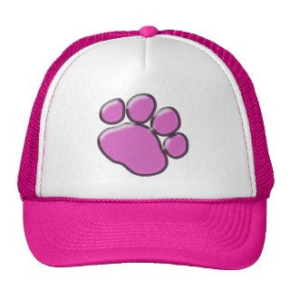 Plastic Dog Paws Traces Pawprints Pink, Black Hat