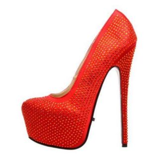 Women's Highest Heel Bombshell 31 Red Satin Genuine Highest Heel Heels