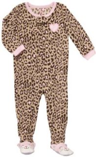 Carter's Girls Cheetah Heart Fleece Footed Sleeper  Kids 4 7 (6) Infant And Toddler Sleepers Clothing