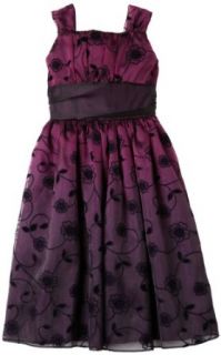 Rare Editions Girls 7 16 Flocked Floral Dress,Purple,7 Clothing
