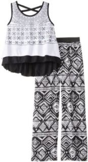 Beautees Girls 7 16 Tank and Soft Pants 2 Piece Set, White/Black, Small Clothing