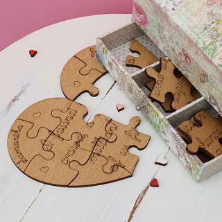 personalised wooden heart jigsaw keepsake by neltempo