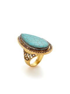 Turquoise Teardrop Ring by Azaara