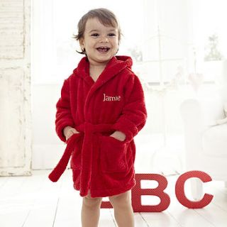 red fleece baby robe by my 1st years