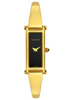 Gucci YA015512  Watches,Womens 1500 Series Goldplated Black Dial, Luxury Gucci Quartz Watches