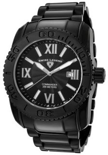 Swiss Legend 10059 BB 11  Watches,Mens Commander Black Dial Black Ion Plated Stainless Steel, Casual Swiss Legend Quartz Watches