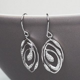 contemporary swirl crystal earrings by queens & bowl