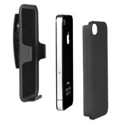 Black Swivel Holster with Belt Clip and Stand for Apple iPhone 4/ 4S BasAcc Cases & Holders