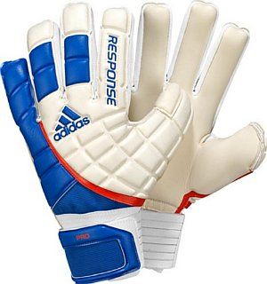 Adidas Response Pro Goalie Glove, White/Fresh Blue/Dark Orange, 8   Soccer Goalie Gloves  Sports & Outdoors