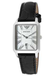 Emporio Armani AR0413  Watches,Womens White Pearl Dial Black Genuine Leather, Casual Emporio Armani Quartz Watches