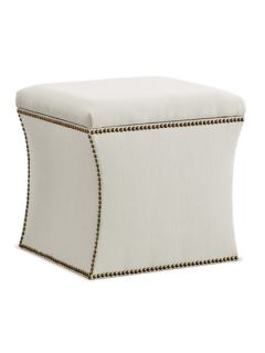Nail Button Storage Ottoman in Linen by Platinum Collection by SF Designs