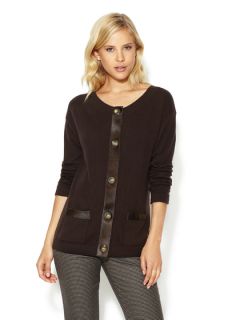 Cashmere Cardigan with Pony Hair Trim by Magaschoni