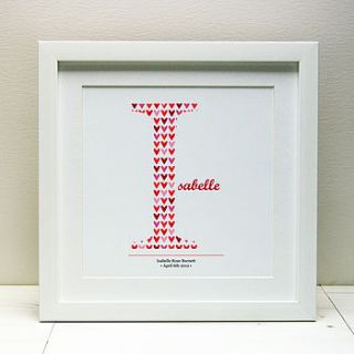 personalised initial print mounted or framed by spotty n stripy