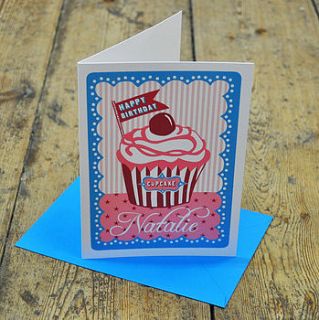 'happy birthday cupcake' personalised card by mary fellows