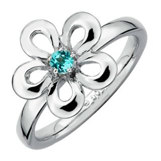 Stackable Expressions™ Polished Flat Petals Blue Topaz Flower Ring