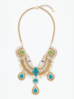 Pearl, Turquoise, & Glass Stone Bib Necklace by ABS by Allen Schwartz