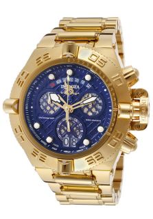 Invicta 14498  Watches,Mens Subaqua Chronograph Blue Textured Dial 18K Gold Plated Stainless Steel, Chronograph Invicta Quartz Watches