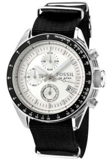 Fossil CH2683  Watches,Mens Decker Chronograph Light Silver Dial Black Nylon, Chronograph Fossil Quartz Watches