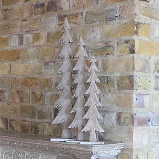 set of three wooden christmas trees by little red heart