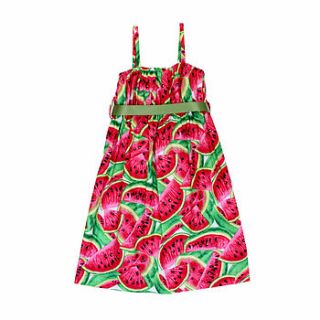 girl's watermelon strapped long dress by vittoria bello for kids