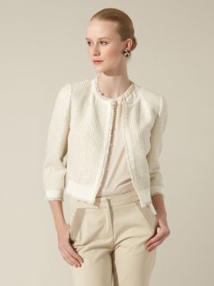 Silk Metallic Tweed Grosgrain Jacket by Giambattista Valli