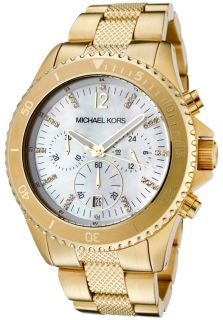 Michael Kors MK5437  Watches,Mens Chronograph White MOP Dial Gold Tone Ion Plated Stainless Steel, Chronograph Michael Kors Quartz Watches