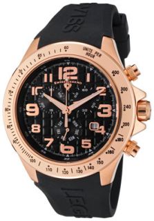 Swiss Legend 30041 RG 01  Watches,Mens Eograph Chronograph Black Dial Rose Gold Tone Black Rubber, Chronograph Swiss Legend Quartz Watches