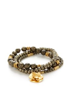 Set Of 3 Pyrite Stretch Bracelets by Wendy Mink