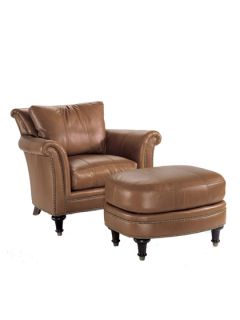 Surrey Leather Chair & Leather Ottoman by Ferguson Copeland