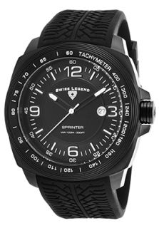 Swiss Legend 21045 BB 01  Watches,Sprinter Black Tread Silicone Black Dial White Accents, Casual Swiss Legend Quartz Watches