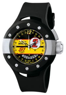 Invicta 6642  Watches,Mens S1 GMT Black and Yellow Dial Black Polyurethane, Casual Invicta Quartz Watches