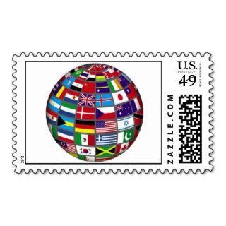 United World Nations on Flag Globe Postage Stamp
