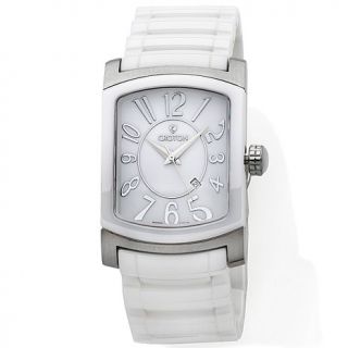 Croton "Xanthian" Stainless Steel 32x47mm Rectangle Case Ceramic Bracelet Watch