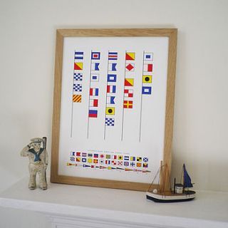 personalised naval signal flags print by glyn west design