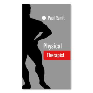 Physical Therapist Red Grey Business Card