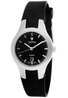 Croton CA201052BSBK  Watches,Womens Aquamatic Black Dial Black Silicone, Casual Croton Quartz Watches