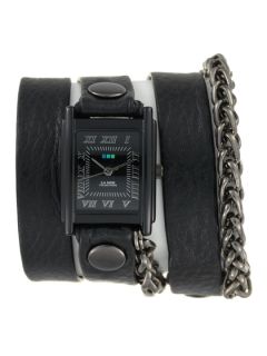 Womens Black Leather Wrap Watch by La Mer Collections