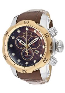 Invicta 10817  Watches,Mens Venom/Reserve Brown Textured Dial Brown Genuine Leather, Chronograph Invicta Quartz Watches