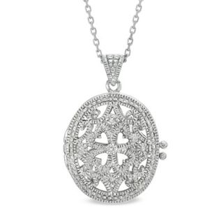 Diamond Accent Vintage Style Oval Locket in Sterling Silver   Zales