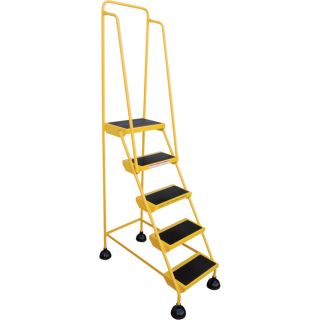Vestil Commercial Rolling Ladder — Spring Loaded, 5 Steps, Model# LAD-5-Y  Rolling Ladders   Platforms