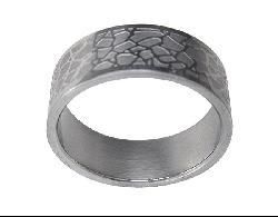 Stainless Steel Nature Print Band International Silver Stainless Steel Rings