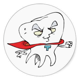 Tooth Superhero ~ Dental Dentist Hygienist Round Sticker