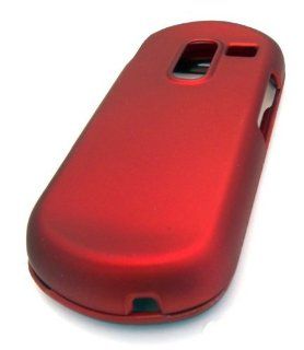 Samsung R455c Straight Red Solid HARD Rubberized Feel Rubber Coated Case Skin Cover Protector Cell Phones & Accessories